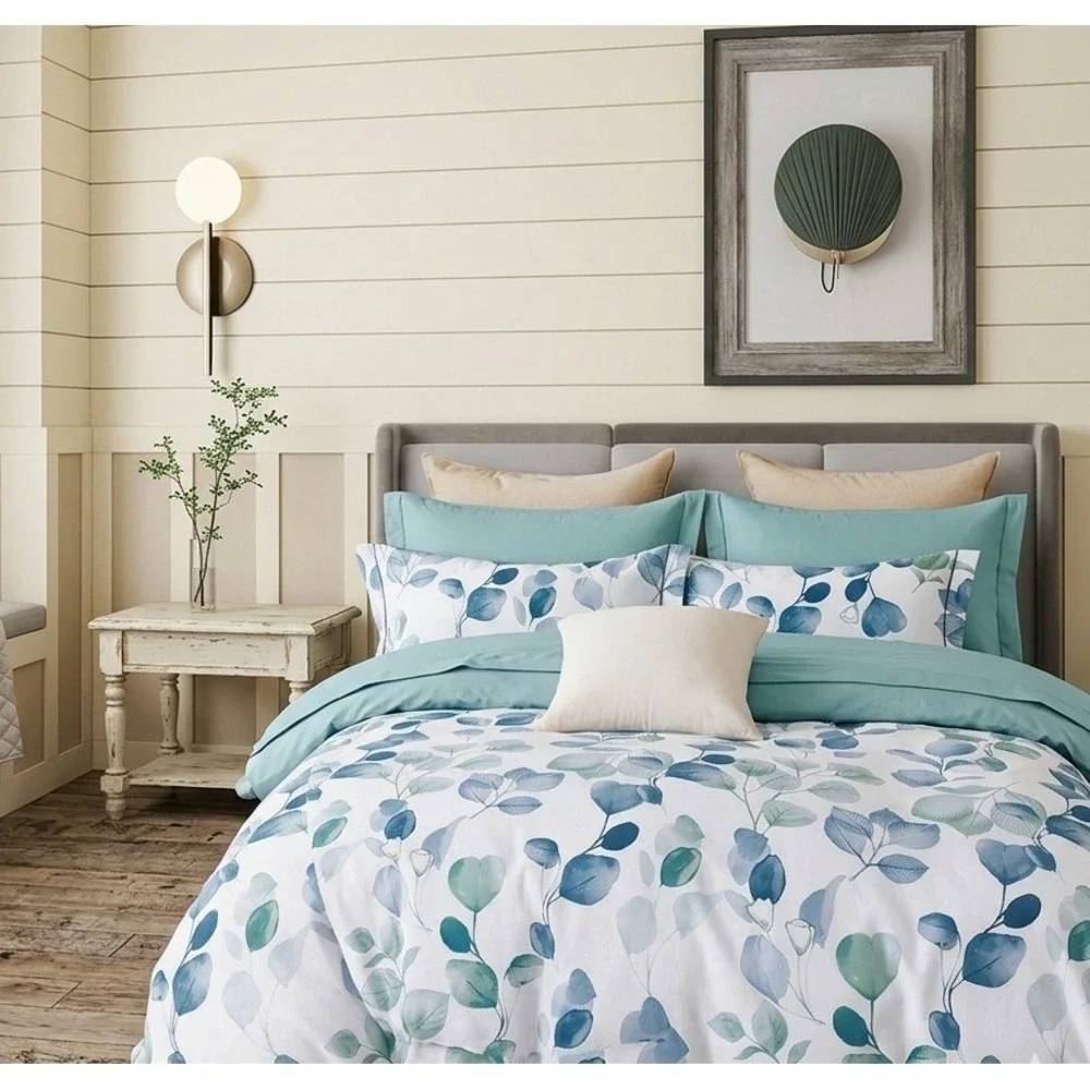 Elora Canterbury Floral Blue 7 pcs Oversized Comforter Set Cotton King